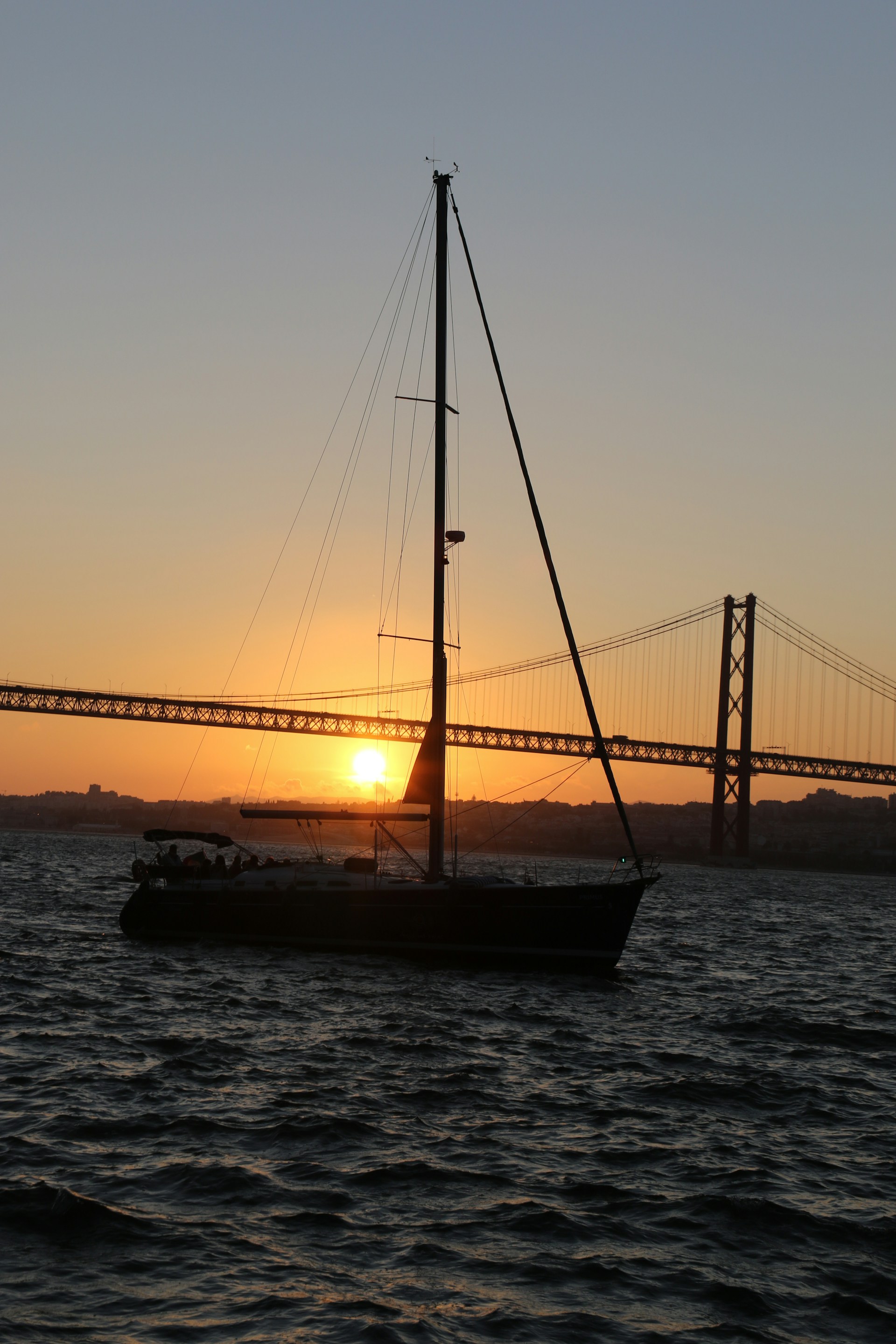 A boat under the sunset