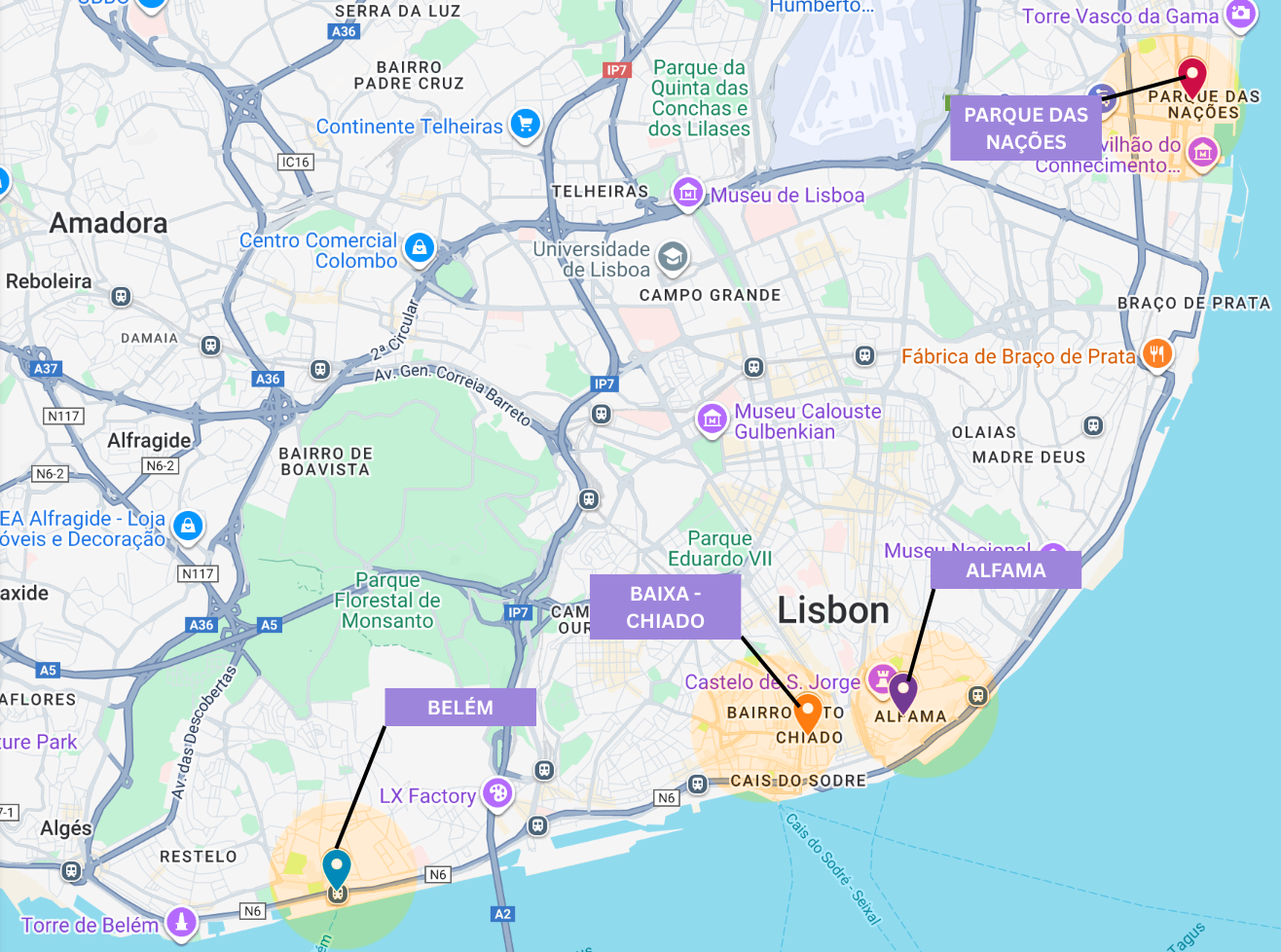 Map of Lisbon Districts