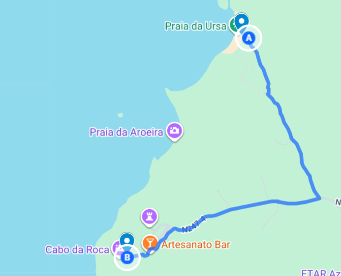 Cabo da Roca Hiking route map
